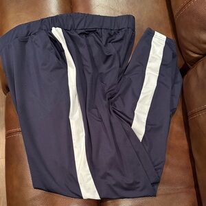 Navy Track Pants with White Stripes